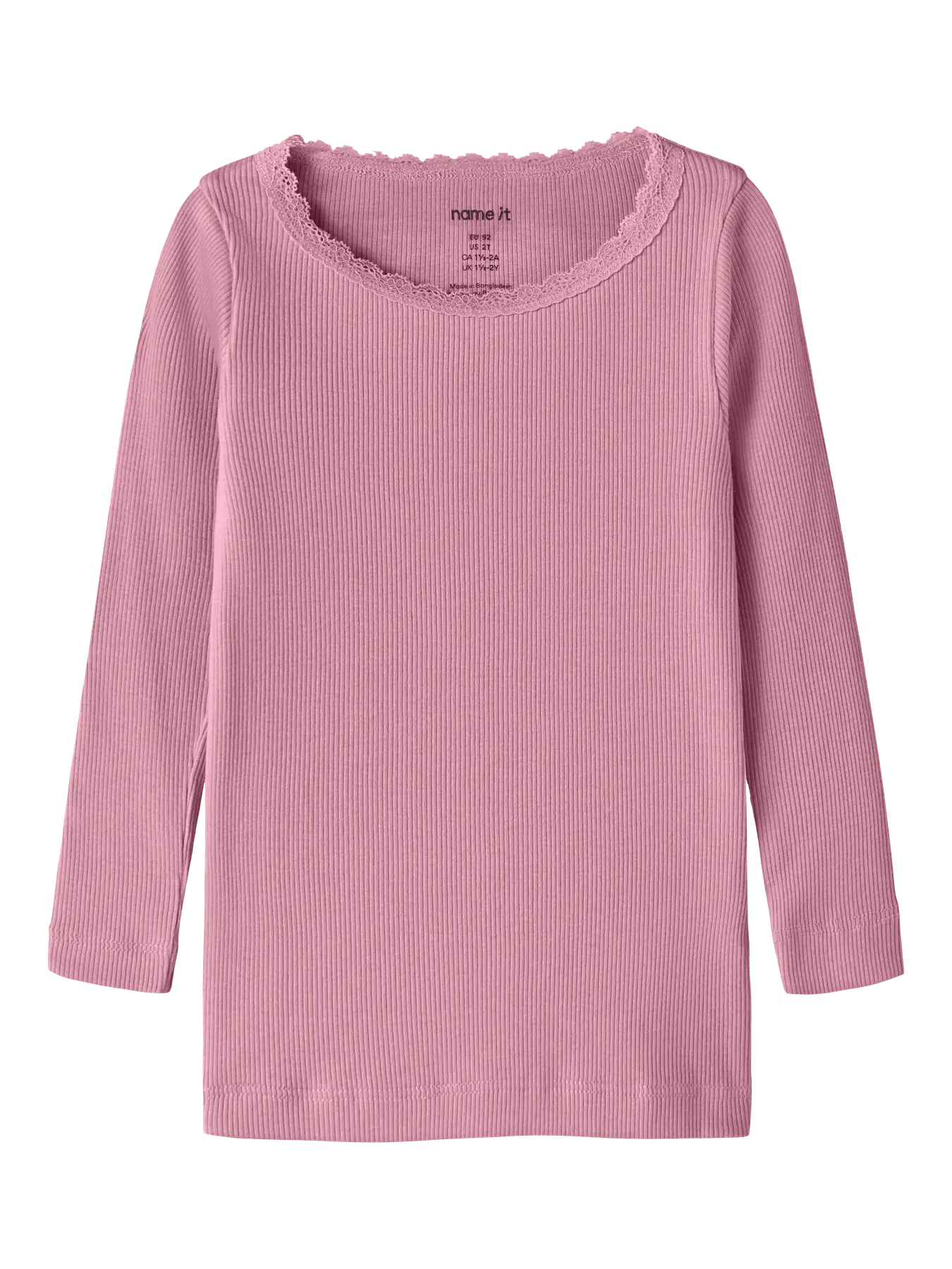 Långärmad Topp Kab Ribbad M Spetsdetalj Rosa