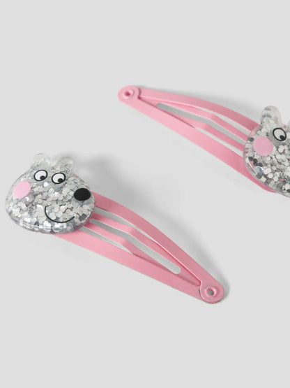Hårspännen Greta Gris 2-pack Arna Rosa/Silver