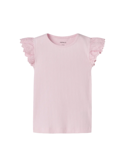 Topp Kortärmad Ribbad  Havelle Enfärgad Rosa