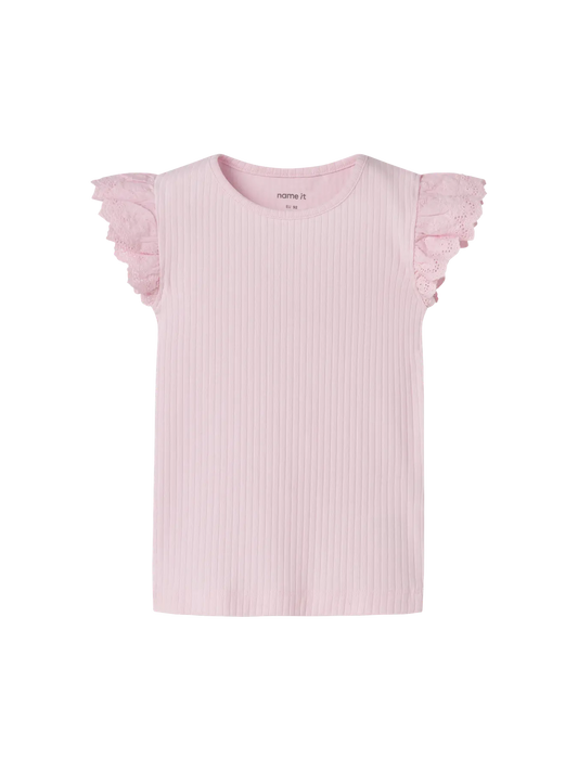 Topp Kortärmad Ribbad  Havelle Enfärgad Rosa