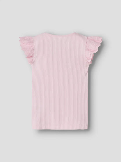 Topp Kortärmad Ribbad  Havelle Enfärgad Rosa