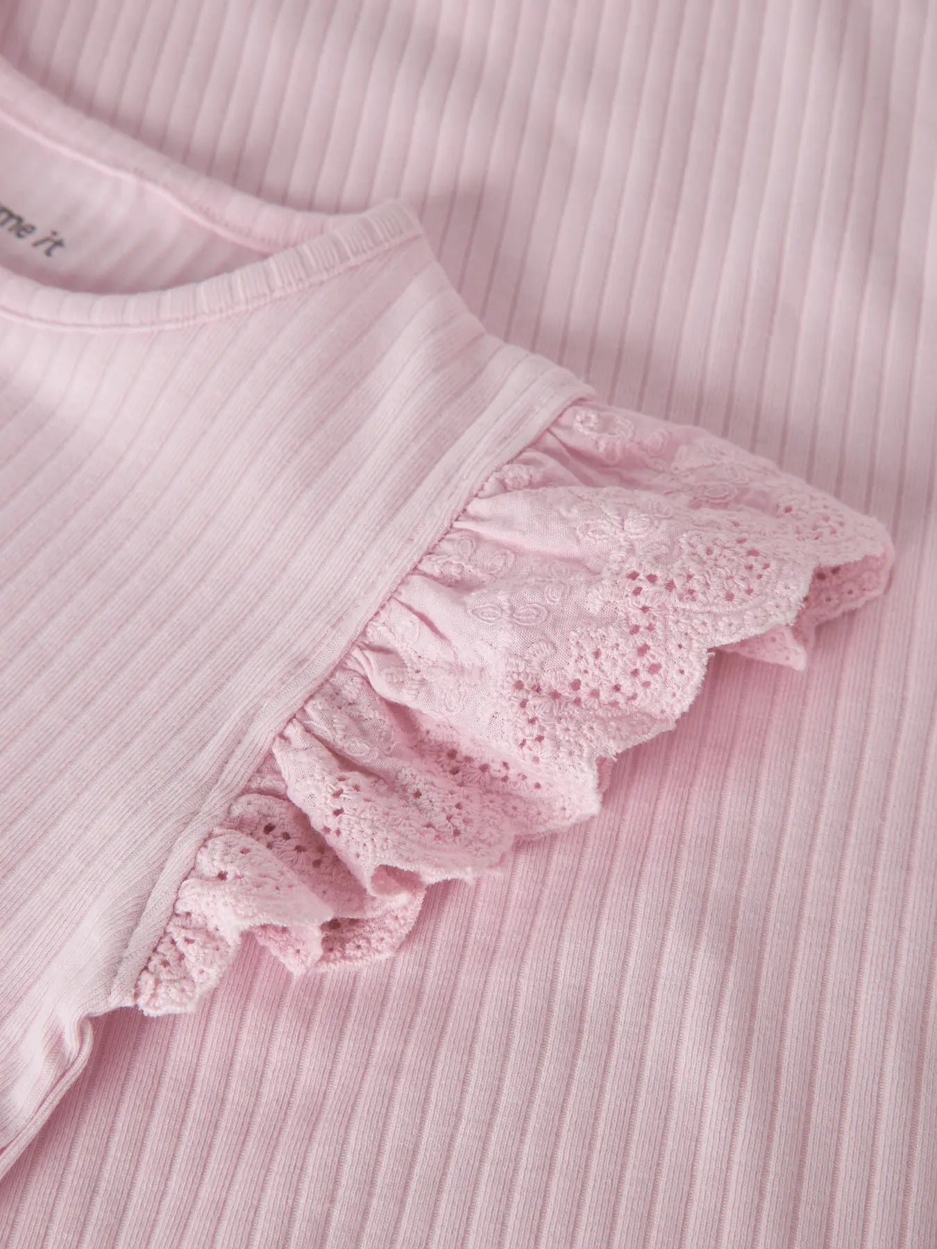 Topp Kortärmad Ribbad  Havelle Enfärgad Rosa