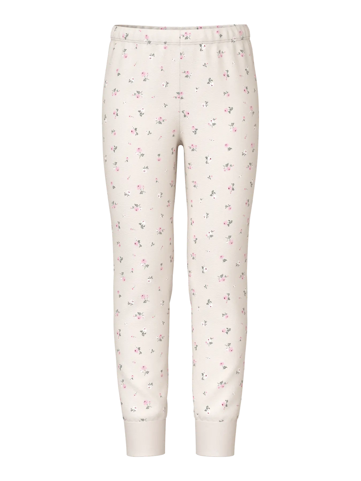 Pyjamas Långärmad Blommor Vit
