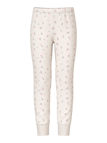 Pyjamas Långärmad Blommor Vit