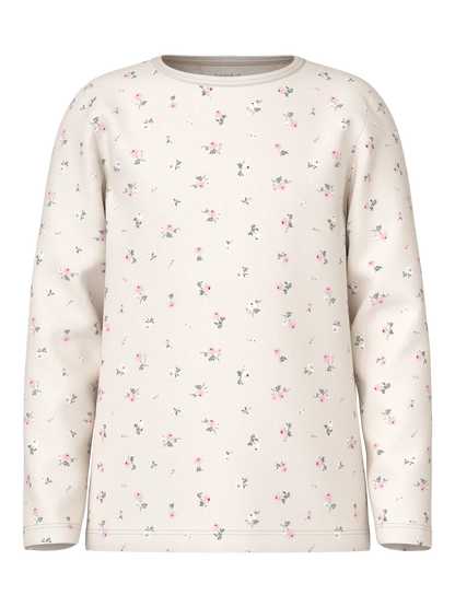 Pyjamas Långärmad Blommor Vit