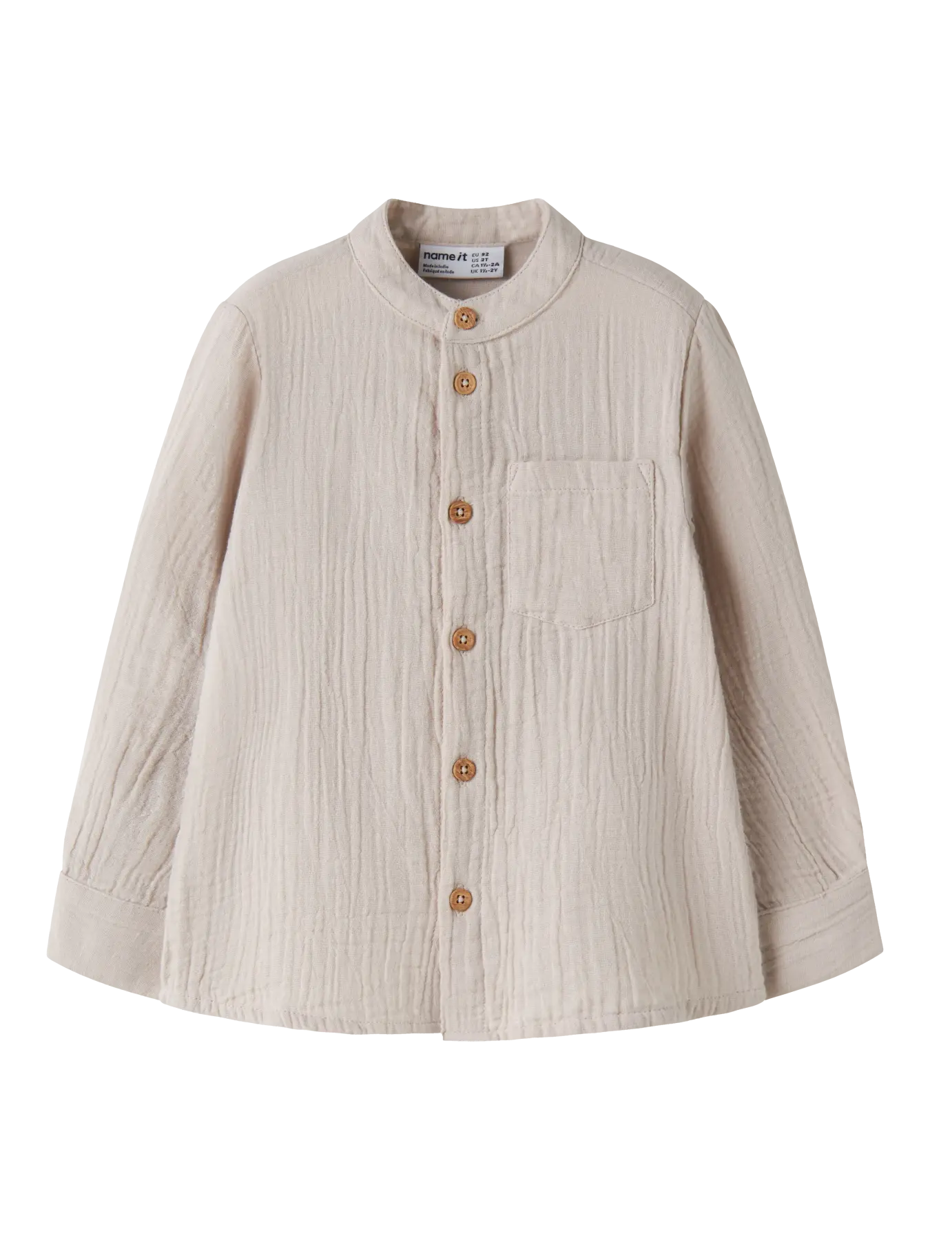 Skjorta Långärmad Enfärgad Muslin Beige