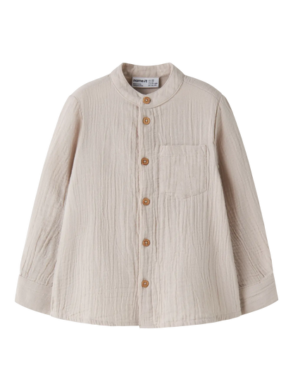 Skjorta Långärmad Enfärgad Muslin Beige