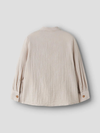 Skjorta Långärmad Enfärgad Muslin Beige
