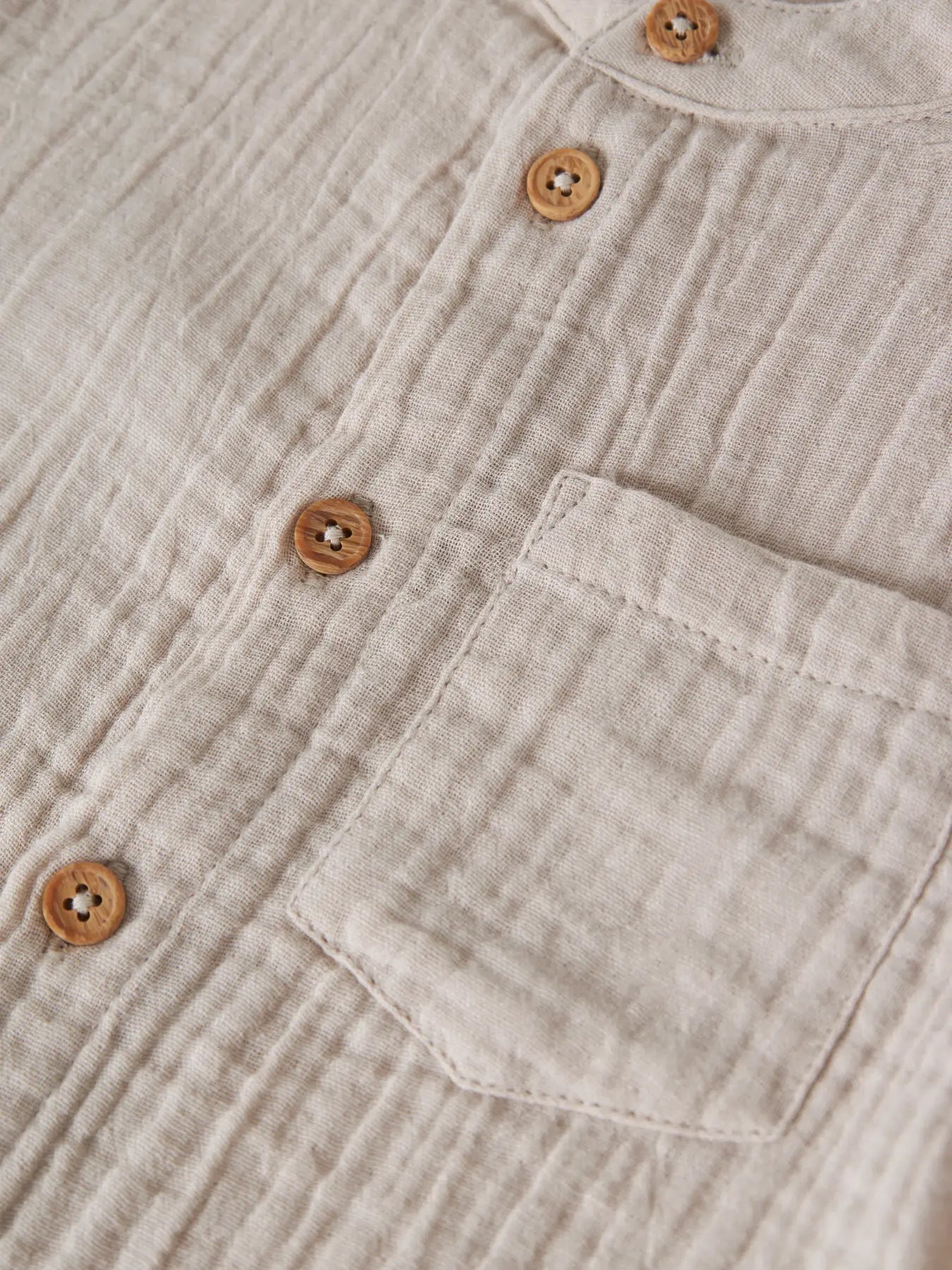 Skjorta Långärmad Enfärgad Muslin Beige