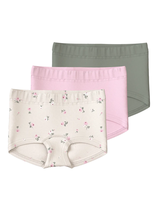 Trosor 3-pack Blommor Vit/Rosa/Grön