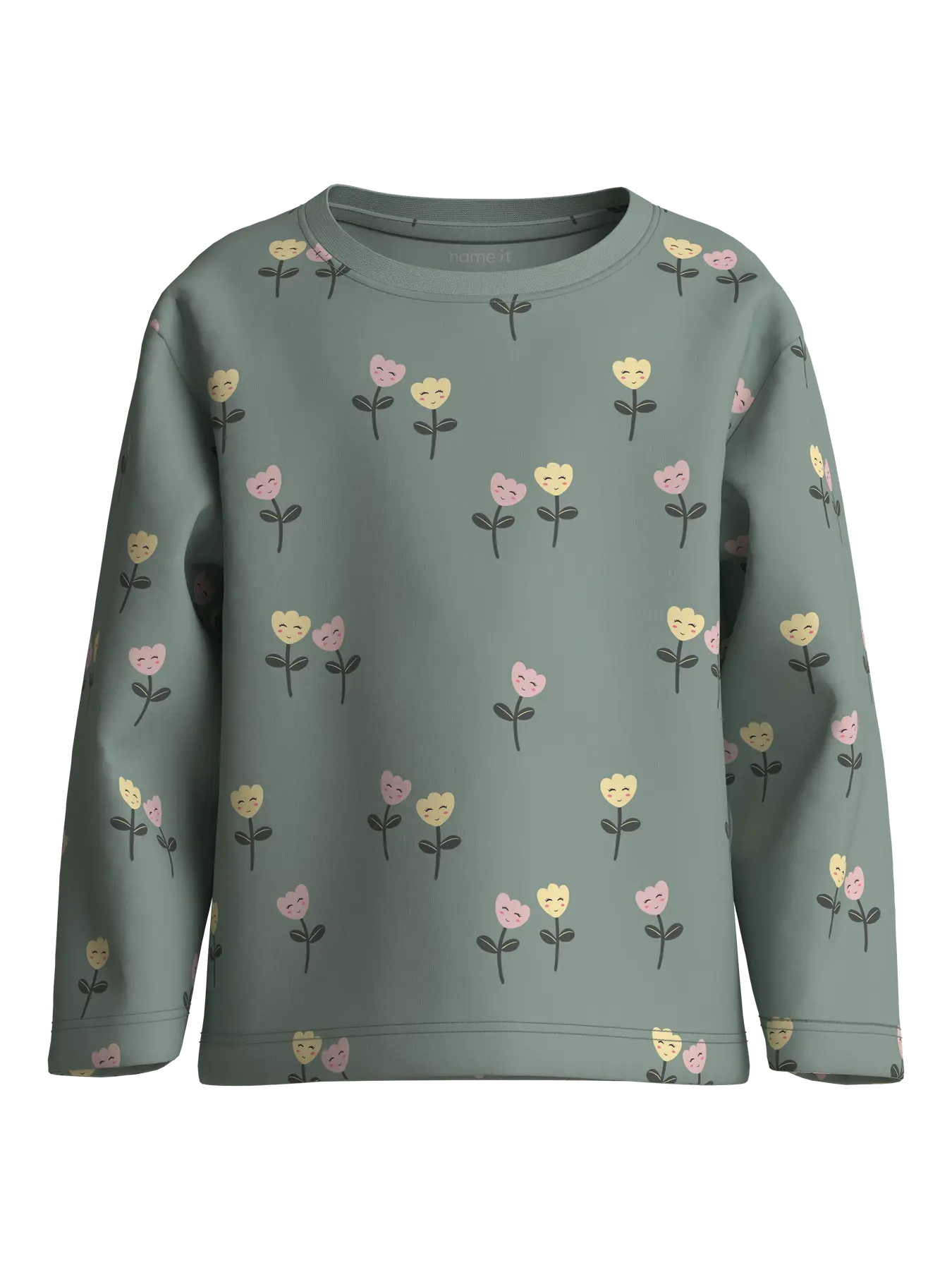 Långärmad Topp Blommor Velda Grön