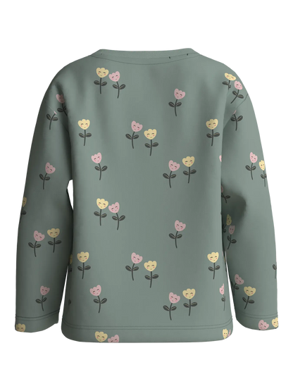 Långärmad Topp Blommor Velda Grön