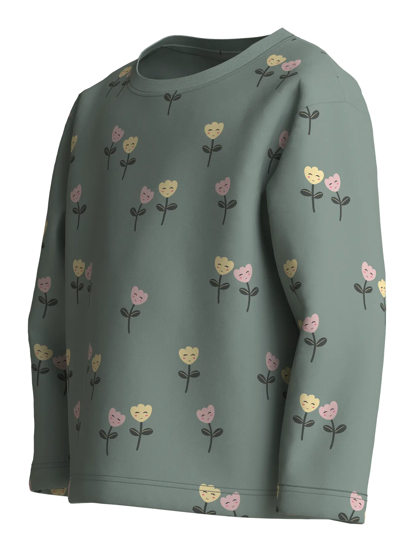Långärmad Topp Blommor Velda Grön