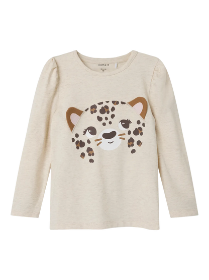 Långärmad Topp Odinna Leopard Beige