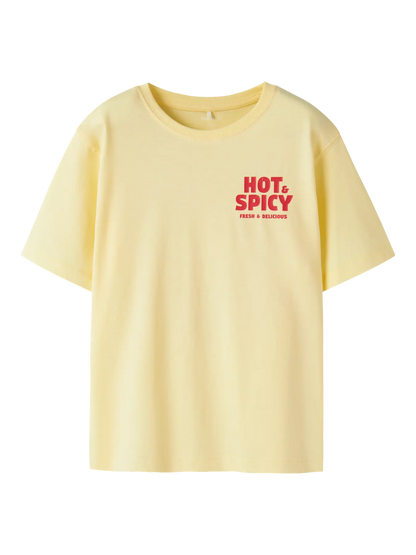T-shirt Kortärmad Henno Spicy Backprint Gul