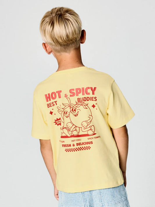 T-shirt Kortärmad Henno Spicy Backprint Gul