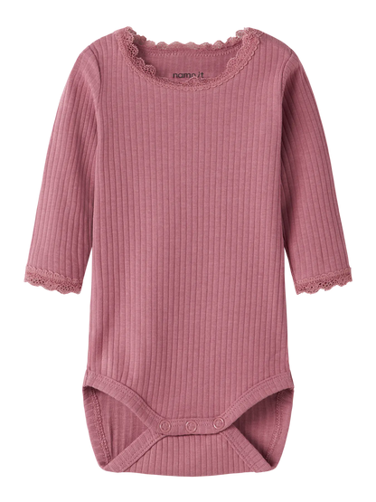 Body Hallie Ribbad Långärmad Enfärgad Rosa