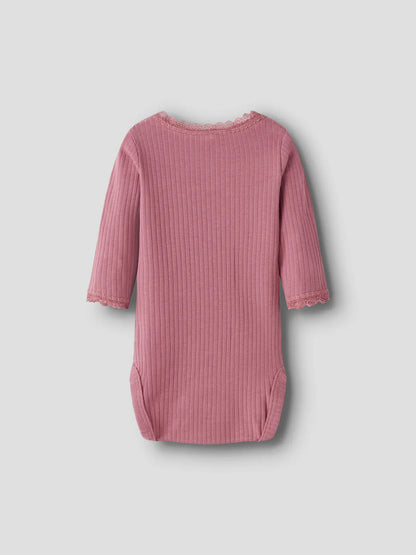Body Hallie Ribbad Långärmad Enfärgad Rosa