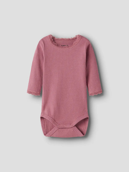 Body Hallie Ribbad Långärmad Enfärgad Rosa