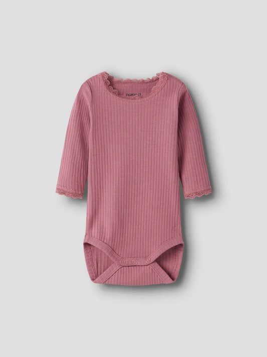 Body Hallie Ribbad Långärmad Enfärgad Rosa